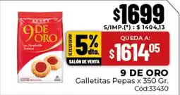 Diarco 9 de oro galletitas pepas oferta