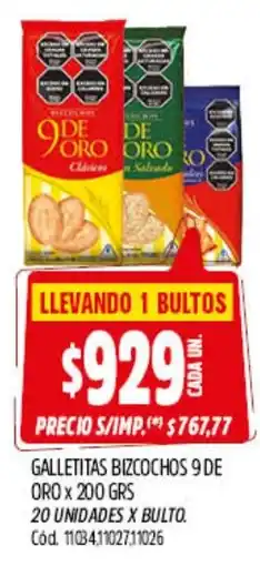 Supermercados Yaguar Galletitas bizcochos 9 de oro oferta