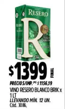 Supermercados Yaguar Resero vino blanco brik oferta