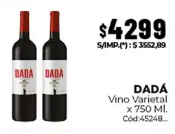 Diarco Dadá vino varietal oferta