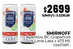 Diarco Smirnoff aperitivo bc grapefruit & lime oferta