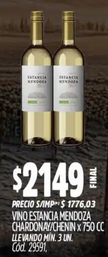 Supermercados Yaguar Estancia mendoza vino chardonnay/chenin oferta