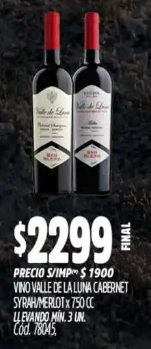 Supermercados Yaguar Valle de la luna vino cabernet syrah/merlot oferta