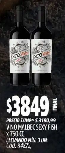 Supermercados Yaguar Sexy fish vino malbec oferta