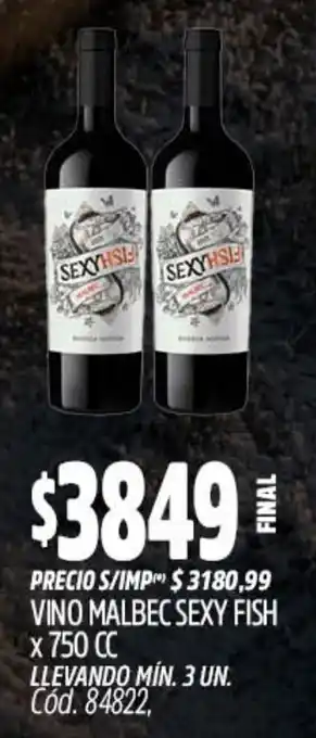 Supermercados Yaguar Sexy fish vino malbec oferta