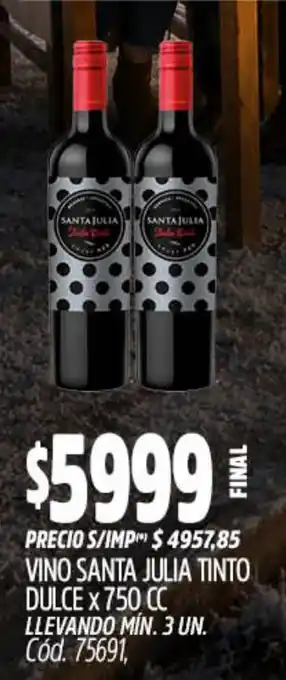 Supermercados Yaguar Santa julia vino tinto dulce oferta