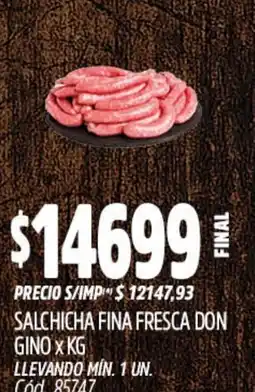 Supermercados Yaguar Salchicha fina fresca don gino oferta