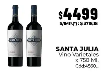 Diarco Santa julia vino varietales oferta