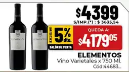 Diarco Elementos vino varietales oferta