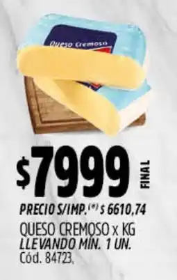 Supermercados Yaguar Queso cremoso oferta
