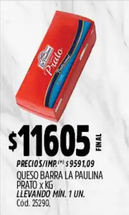 Supermercados Yaguar Prato queso barra la paulina oferta