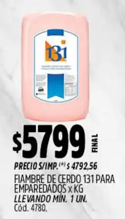 Supermercados Yaguar 131 fiambre de cerdo para emparedados oferta