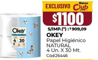 Diarco Okey papel higiénico natural oferta