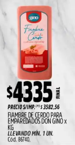 Supermercados Yaguar Don gino fiambre de cerdo para emparedados oferta