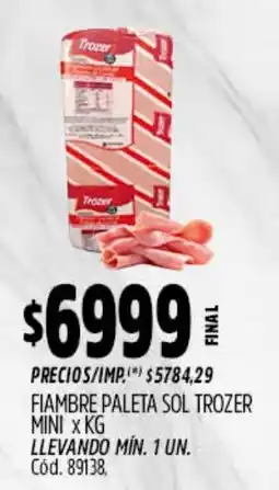 Supermercados Yaguar Trozer fiambre paleta sol mini oferta