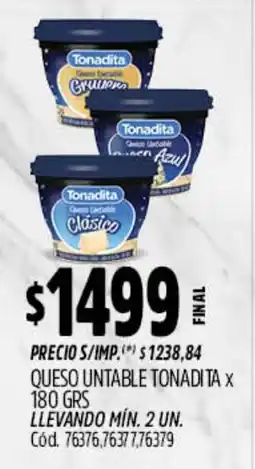 Supermercados Yaguar Tonadita queso untable oferta