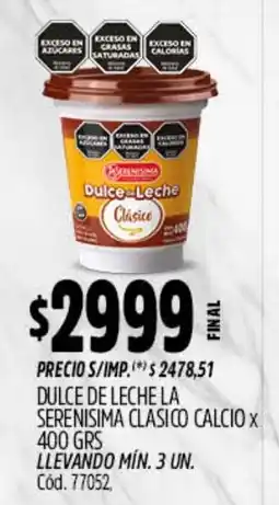 Supermercados Yaguar La serenisima dulce de leche clasico calcio oferta