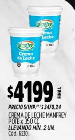 Supermercados Yaguar Manfrey crema de leche oferta