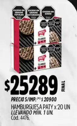 Supermercados Yaguar Paty hamburguesa clásico oferta