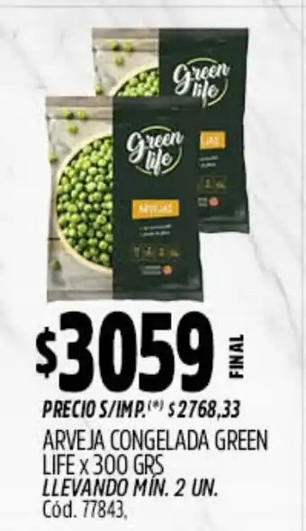 Supermercados Yaguar Green life arveja congelada oferta