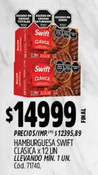Supermercados Yaguar Swift hamburguesa clásica oferta