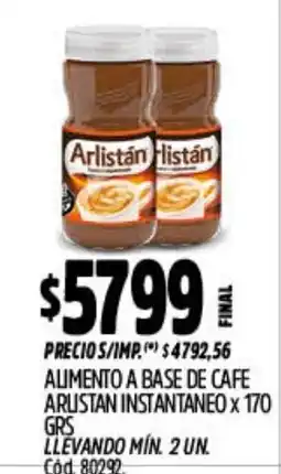 Supermercados Yaguar Aristan alimento a base de cafe instantaneo oferta