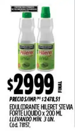 Supermercados Yaguar Hileret edulcorante stevia oferta