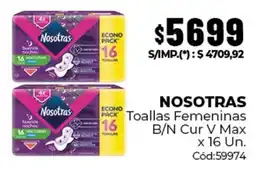 Diarco Nosotras toallas femeninas b/n cur v max oferta