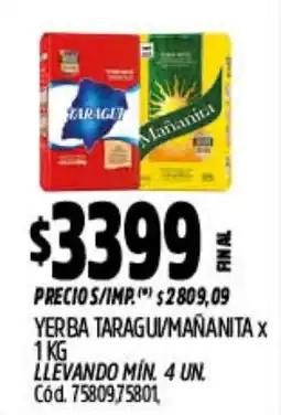 Supermercados Yaguar Taragui yerba mañanita oferta