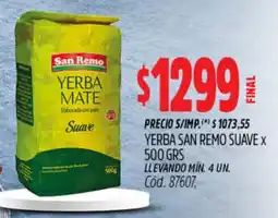 Supermercados Yaguar San remo yerba mate suave oferta