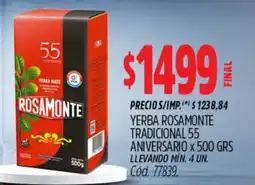 Supermercados Yaguar Rosamonte yerba mate tradicional 55 aniversario oferta