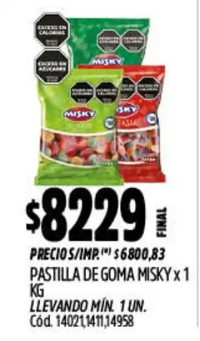 Supermercados Yaguar Misky pastilla de goma oferta
