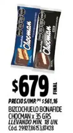 Supermercados Yaguar Chocman bizcochuelo bonafide oferta