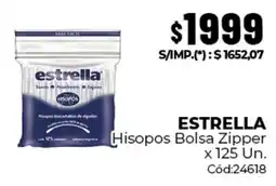 Diarco Estrella hisopos bolsa zipper oferta