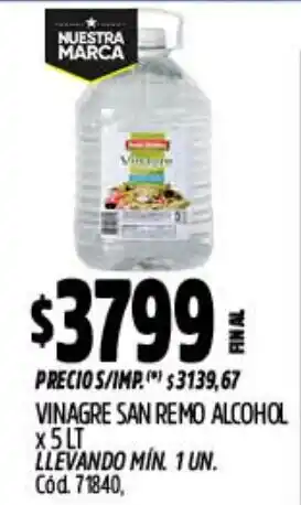 Supermercados Yaguar San remo vinagre alcohol oferta