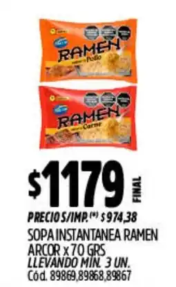 Supermercados Yaguar Arcor sopa instantanea ramen oferta