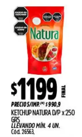 Supermercados Yaguar Natura ketchup oferta