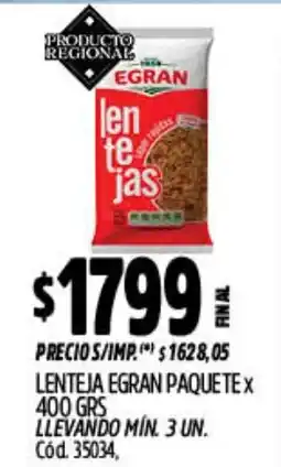 Supermercados Yaguar Egran lentejas oferta