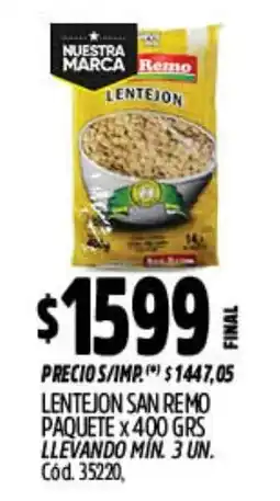 Supermercados Yaguar San remo lentejon oferta