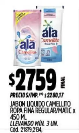 Supermercados Yaguar Ala jabon liquido camellito oferta