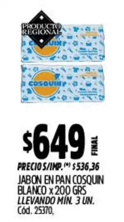 Supermercados Yaguar Cosquin jabon en pan blanco oferta