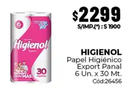 Diarco Higienol papel higiénico export panal oferta