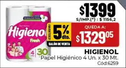 Diarco Higienol papel higiénico oferta