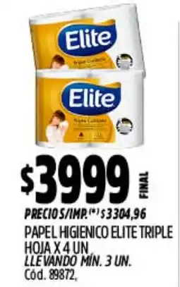 Supermercados Yaguar Elite papel higienico triple oferta