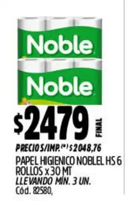 Supermercados Yaguar Noble papel higienico oferta