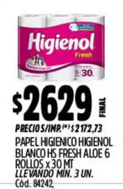 Supermercados Yaguar Higienol papel higienico higienol blanco hs fresh aloe oferta