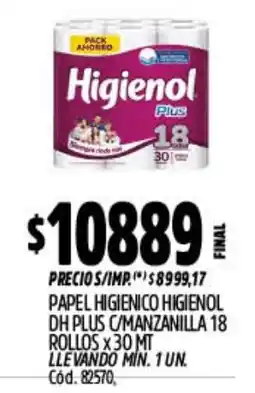 Supermercados Yaguar Higienol papel higienico higienol dh plus c/manzanilla oferta