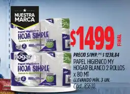 Supermercados Yaguar My hogar papel higienico hoja simple oferta