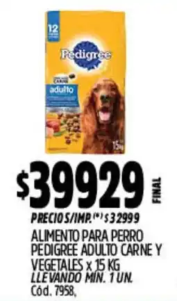 Supermercados Yaguar Pedigree alimento para perro adulto carne y vegetales oferta