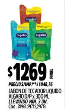 Supermercados Yaguar Algabo jabon de tocador liquido oferta